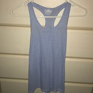 Blue and white striped tank